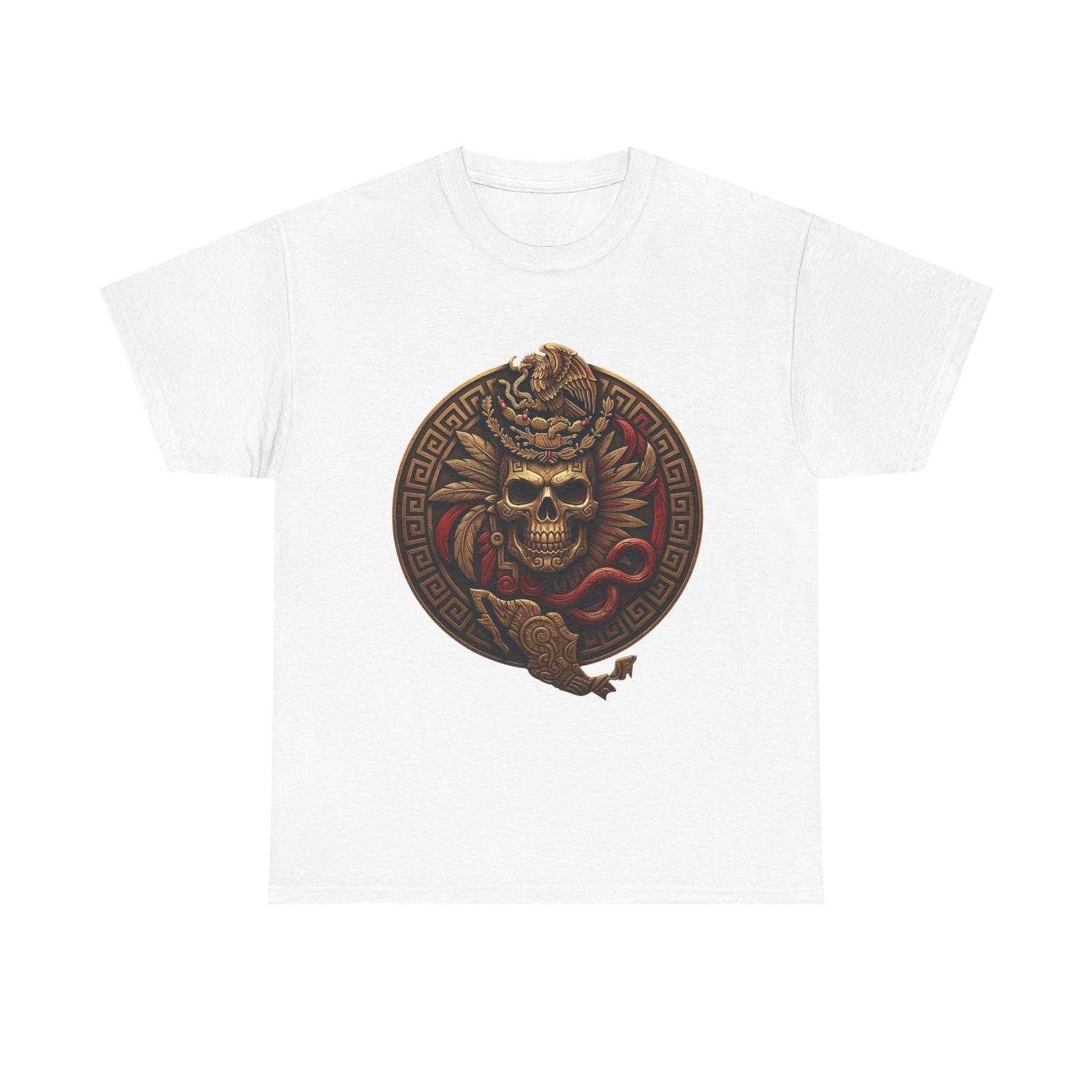 Aztec Culture Shirt Skull and Snake Medallion T-Shirt | Mexican Culture S