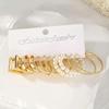 Metal Geometric Square Ear Cuff Set: Hepburn Style Six-Piece Trendy Earrings