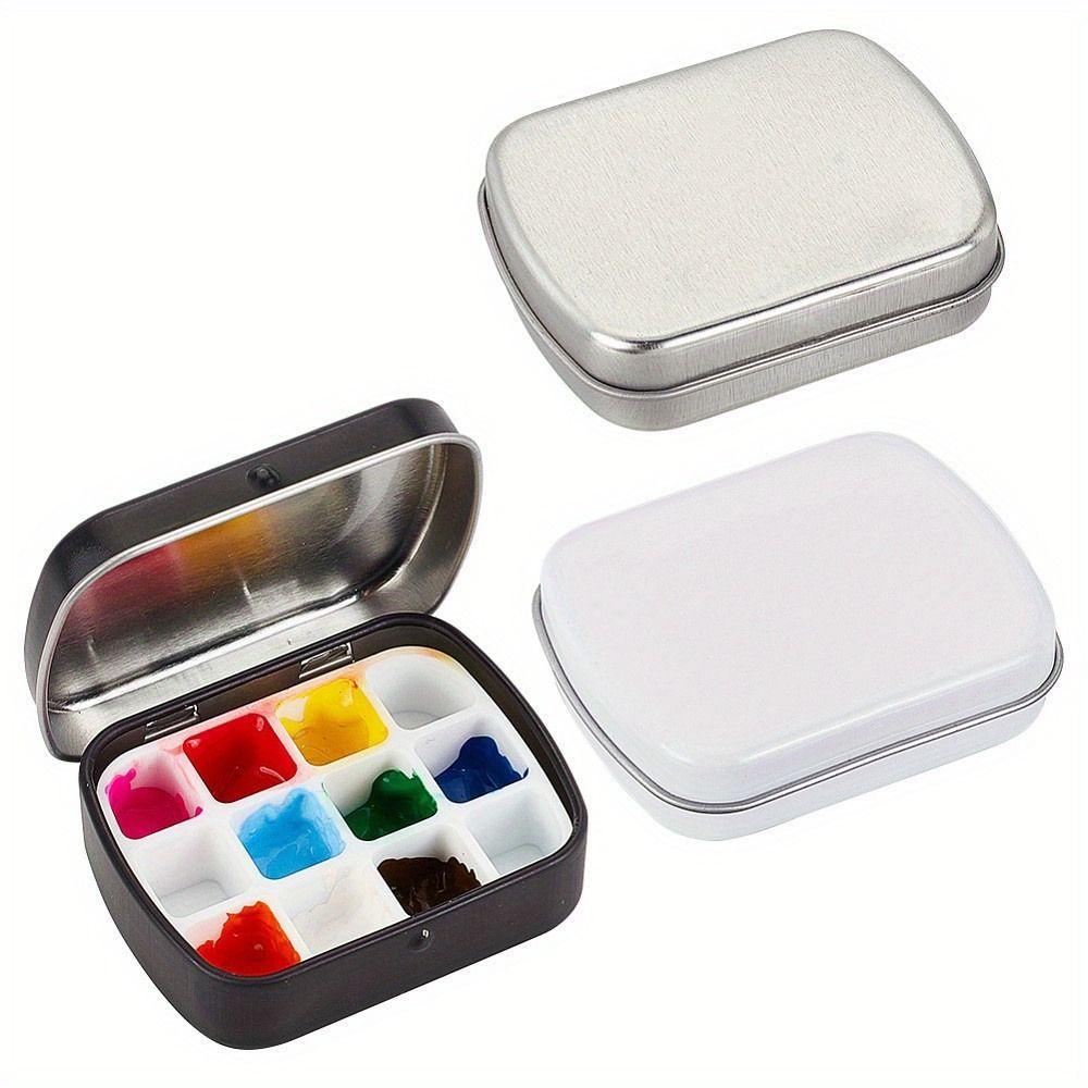 2Pcs Empty Watercolor Iron Box 12/24 Grids Travel Painting Tray Watercolor Paint Palette  Outdoor
