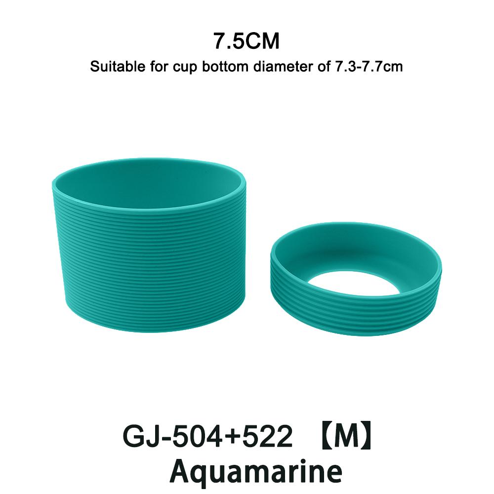 2Pc/Set 7.5cm 15 Colour Threaded Soft Silicone Cup Sleeve And Bottom Suit Heat Insulated Anti Slip Good Toughnes Odorless