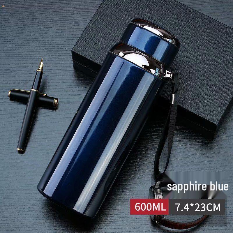 Insulated Stainless Steel Kettle with Tea Infuser, 600-1000ml Capacity - Portable Cup for Car Use