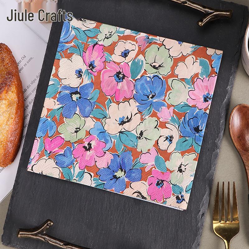 Colorful Floral Pattern Napkins - New Style, Available Now for Unique Restaurant Decorations 300 Packs