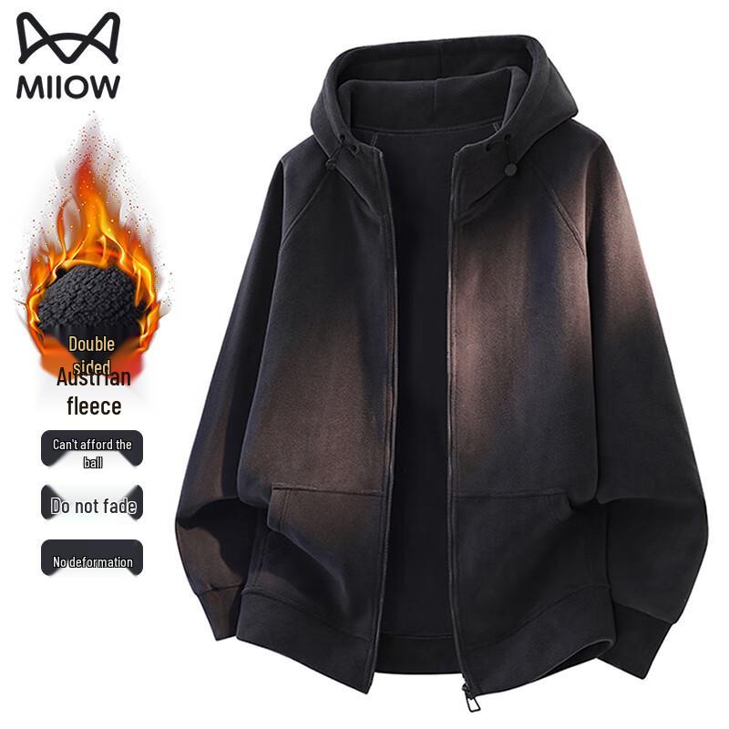 

Mao Ren Men s Double-Sided Fleece Thickened Hooded Jacket XL