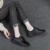 Top layer cowhide sewn bag shoes, soft soled soft top casual shoes for women, easy to wear on one foot, retro mom single shoes