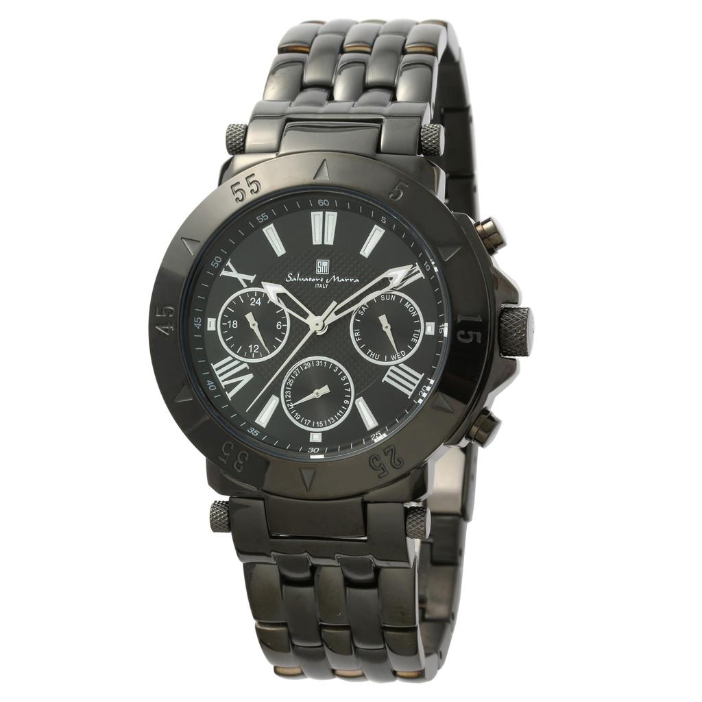 Salvatore Marra Quartz Watch Business Analog Black Waterproof Wristwatch with Cloth BKBK Men's