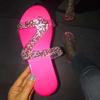 Oversized Flat Bottom Slippers Summer New Open Toe Rhinestone Beach Sandal Slippers for Womens
