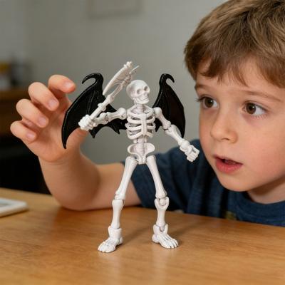 Figura de Acción de Esqueleto Articulado Humano Móvil con Armas Divertida Figura de Esqueleto Magnético Posable para Coleccionistas Decoración de Escritorio para el Hogar