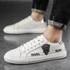 Fashion Men Genuine Leather Casual Shoes Street Cool Embroidery Flat Skate Shoes Young Man Street Cool Loafers