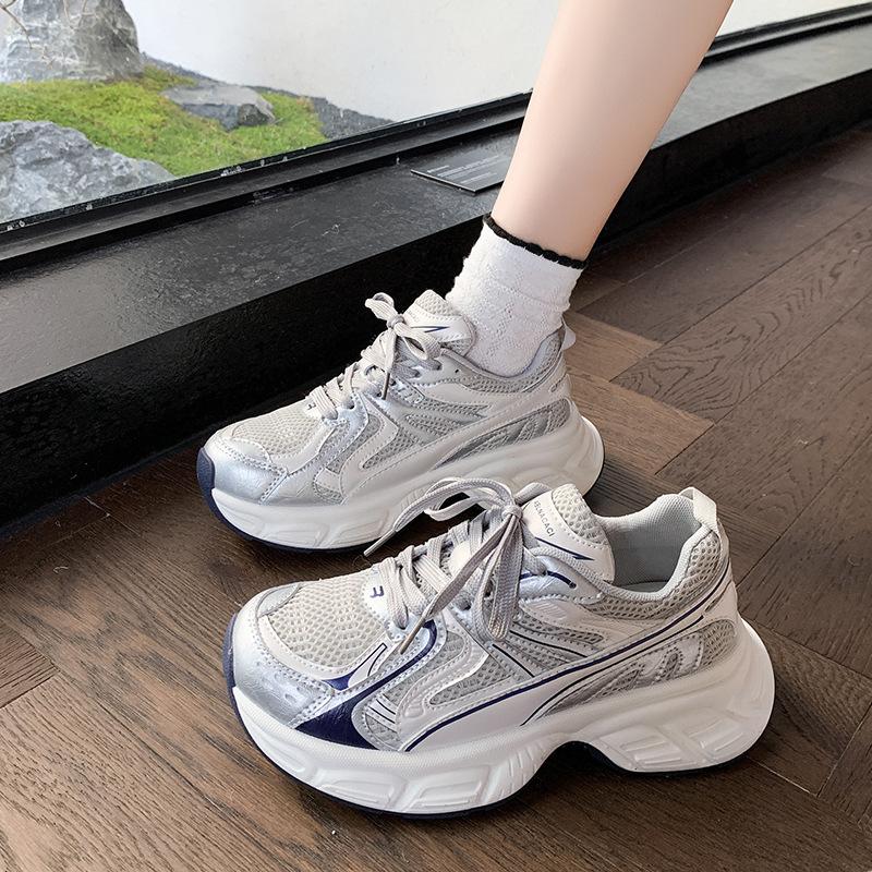 

Retro dad shoes women s 2025 spring new popular small man height increase thick-soled mesh breathable casual sports shoes 40 синий