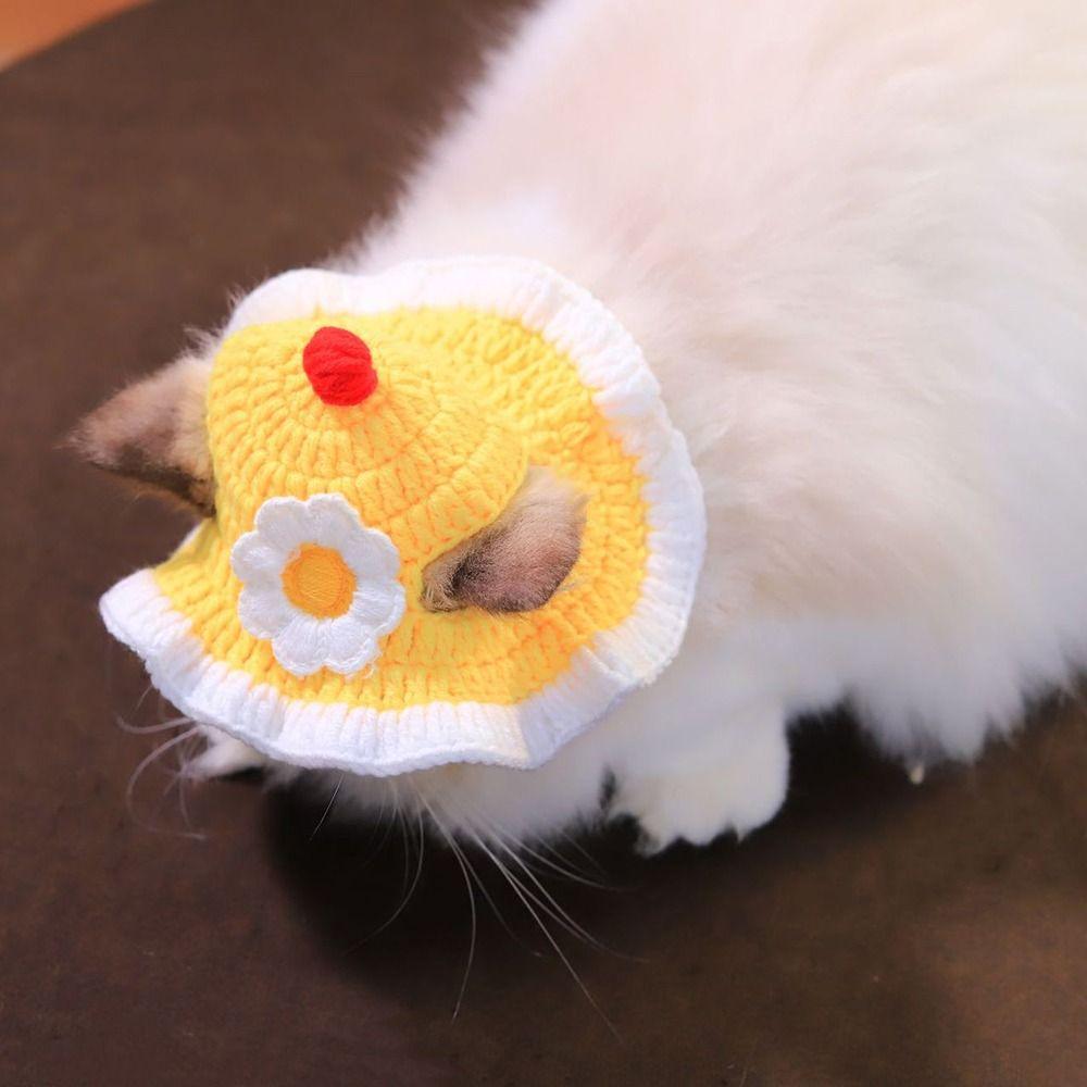 Refined Elastic Cat Knitted Hat Soft Handmade Craft Winter Dog Cap Skin-Friendly Comfortable To Wear Warm Cat Beanie