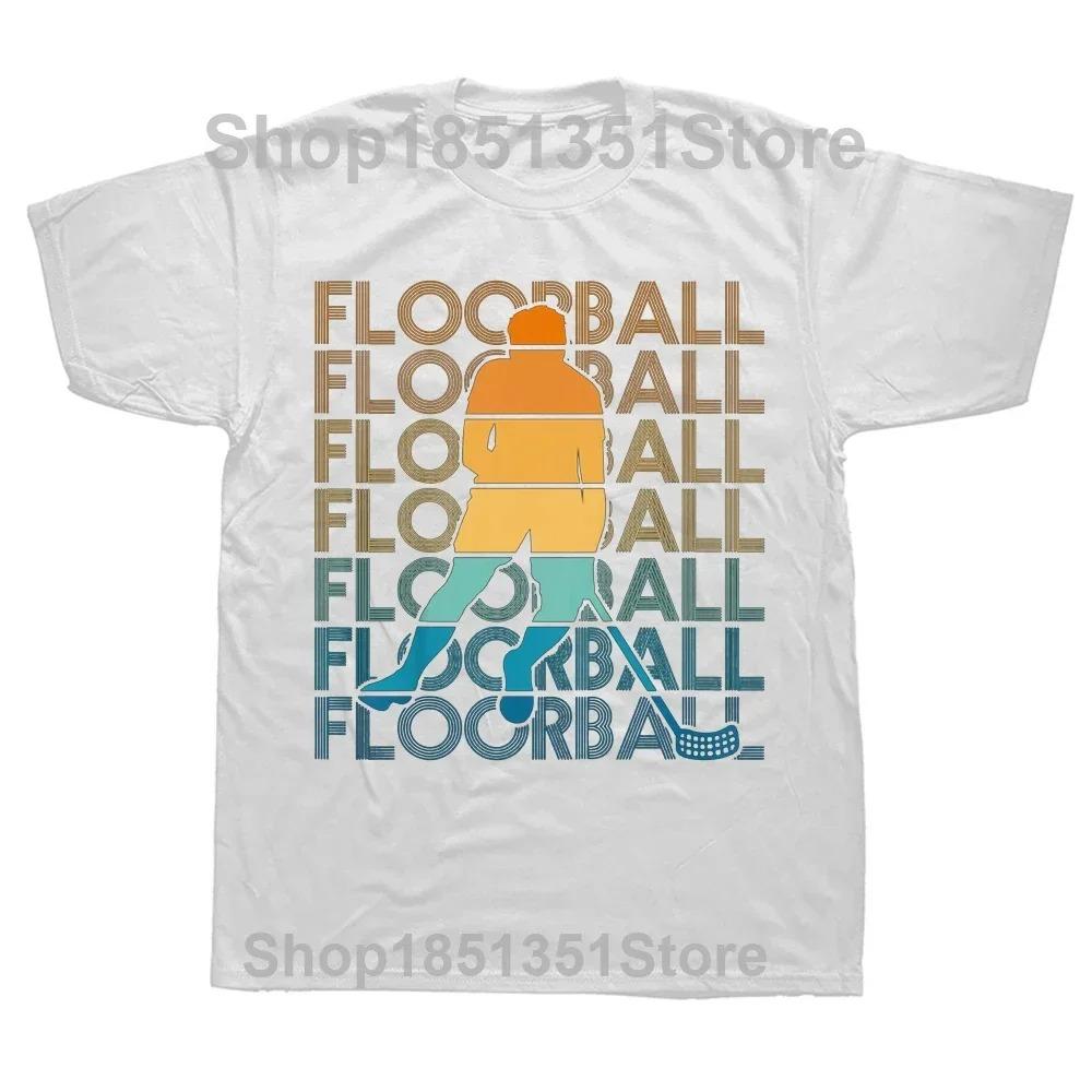 Funny Floorball Player Retro T Shirts Graphic Streetwear Short Sleeve Birthday Gifts Summer Style T-shirt Mens Clothing