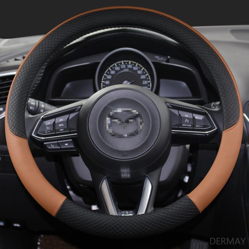 DERMAY PU Leather Sport Car Steering Wheel Cover for Mazda CX-3 CX-4 CX-5 CX-7 CX-9 Anti-Slip Funda Volante Auto Accessories