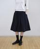 STEP AROUND Cotton Tuck Pleated Banding Mid Skirt_Navy