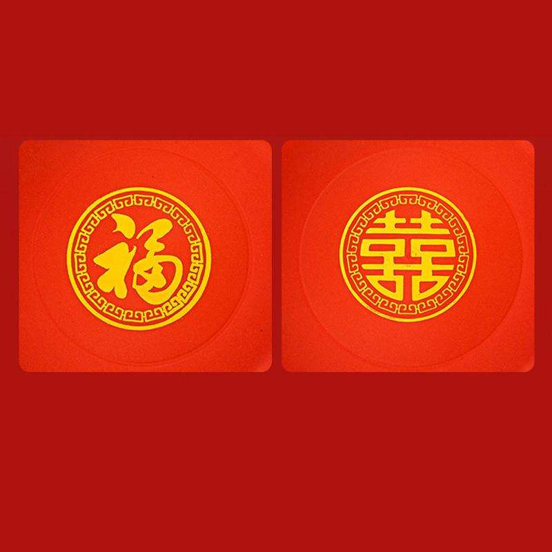 4Pcs Red Wedding Snack Tray Round Plastic Chinese  Year Nut Fruit Plate Chinese Thickened Serving Tray Entertainment