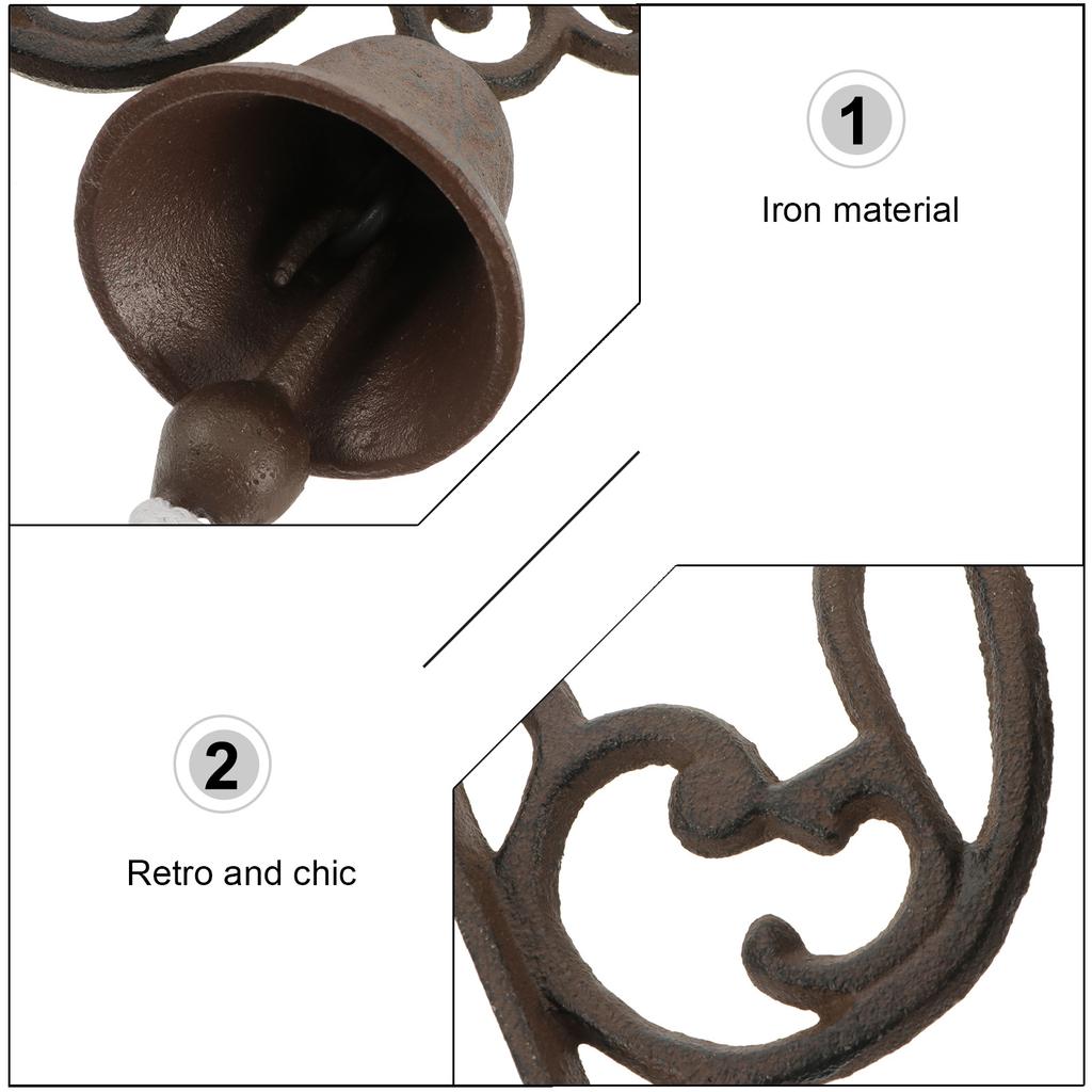 1pc Wrought Iron Doorbell Cast Iron Rustic Style Bell Manually Shaking Chime Portable Garden Decor Bell Christmas nament Home