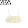 Jnleaog New Fall Women's Clothing European, American and French Style Design Fashion All-Match Three-Dimensional Petals Decorative Sling Tops
