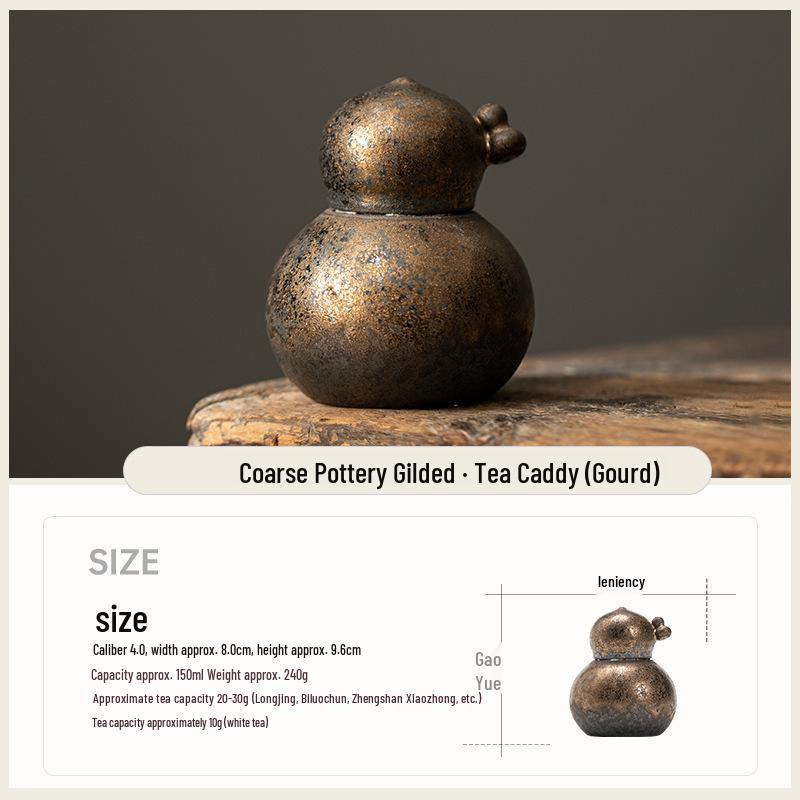 Gilded Ceramic Tea Storage Jar for Pu er and White Tea - Small Retro Chinese Design