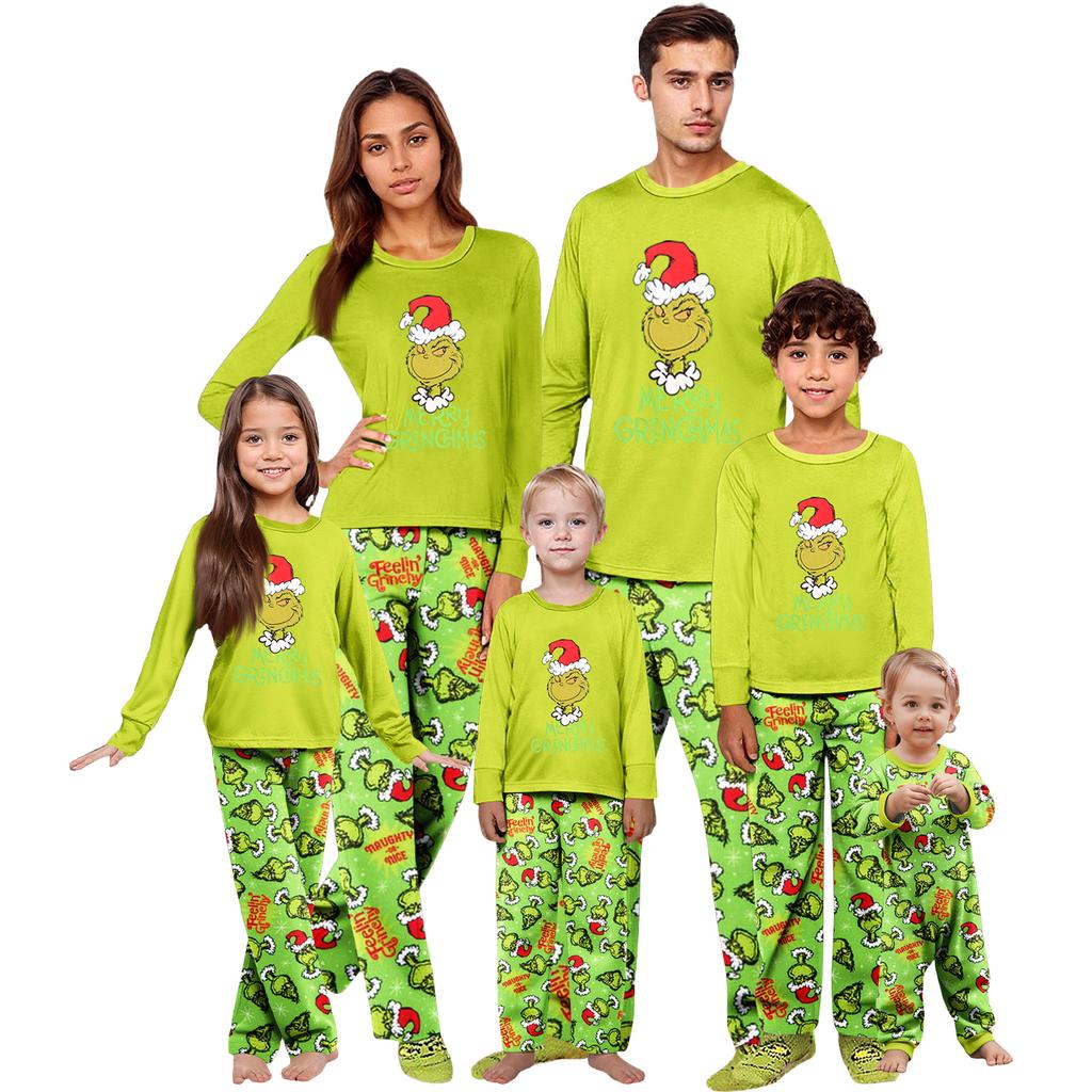 Parent-child Christmas Print Home Suit Long-sleeved Top And Pants