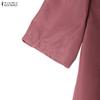 ZANZEA Women Casual Turn Down Collar Short Sleeve Sheath Dress