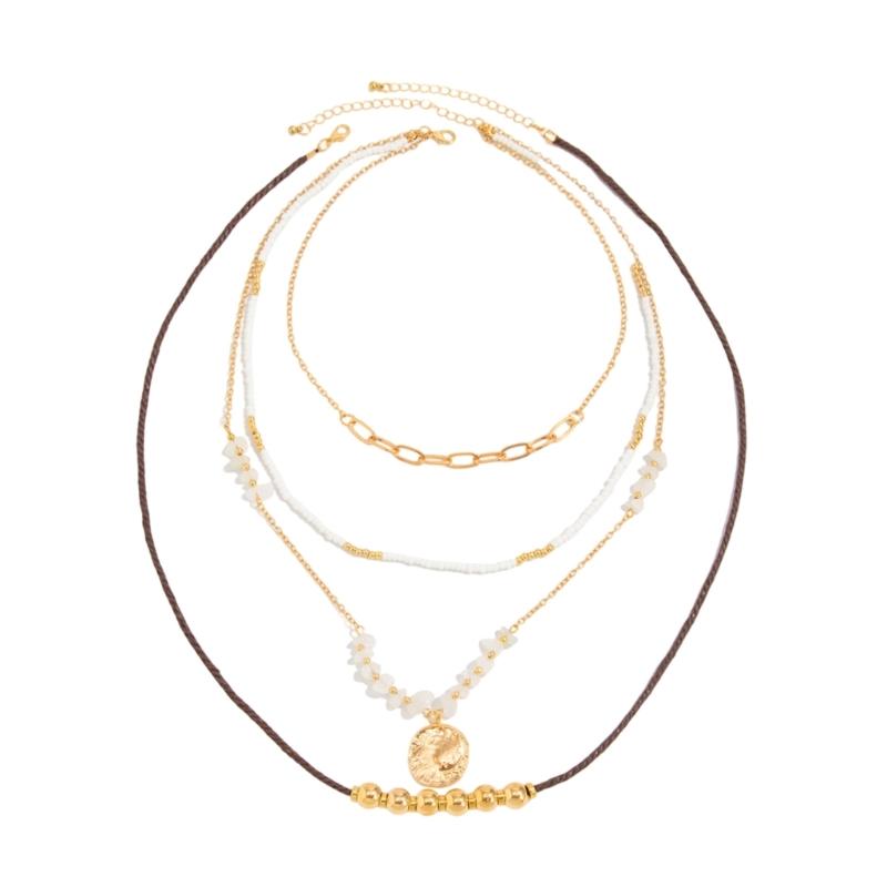 

Ethnic Inspires Metal Sun Pendant Layering Necklace Colorful Beads Clavicle Chain Accessory For Casual Or Formal