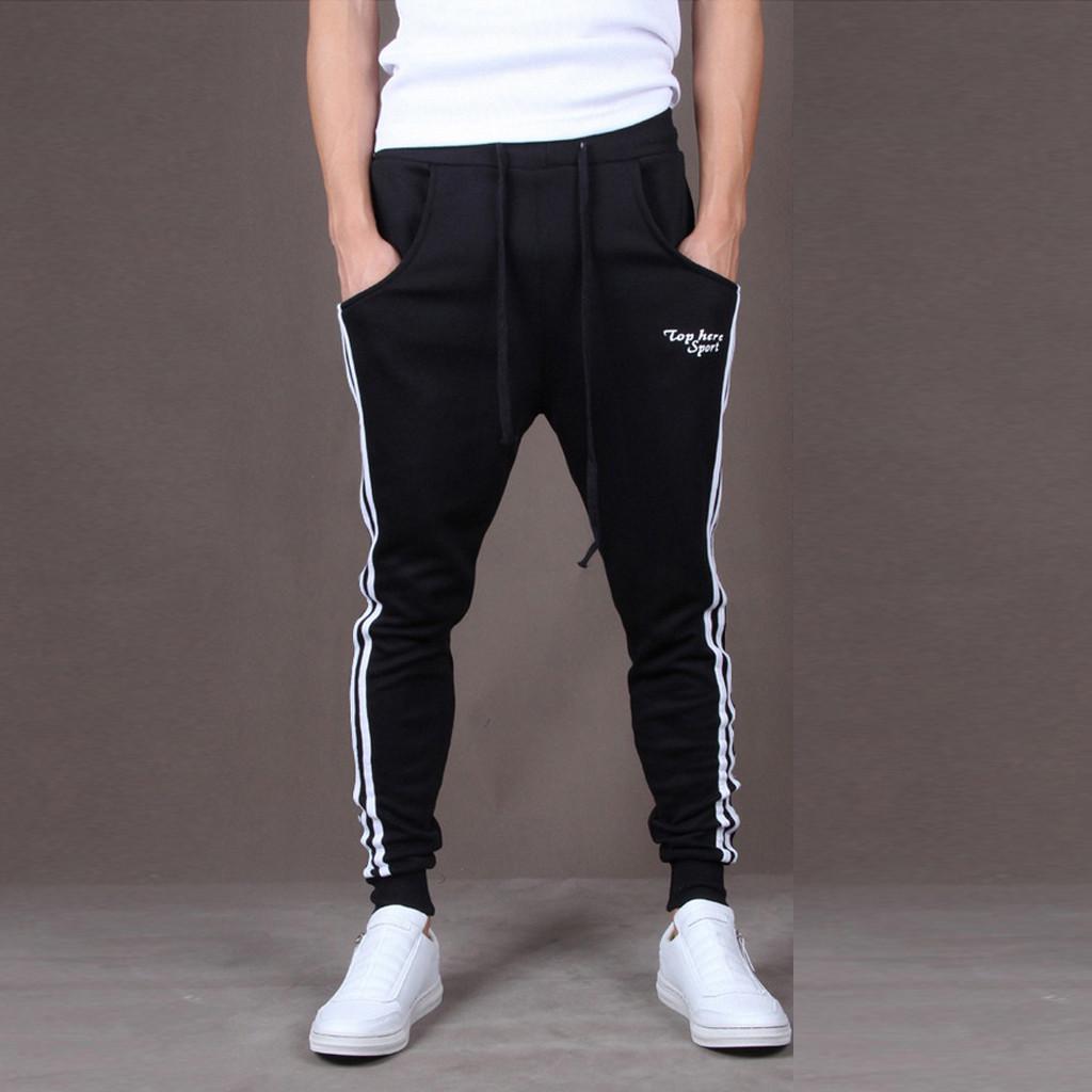 Men Splicing Printed Overalls Casual Pocket Sport Work Casual Trouser Pants