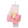 Pink and White Butterfly Flower Birthday Cake Candles