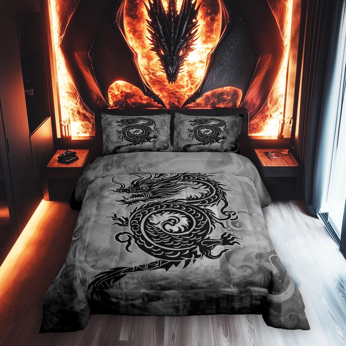 

Comforter Bedding Queen Sizeexotic Chinese Style Wildlife Animal Super Soft Microfiber Bedding Set For Adults Teensdragon 2 S Comforter (quilt)-EU Single(135*200cm)3pcs
