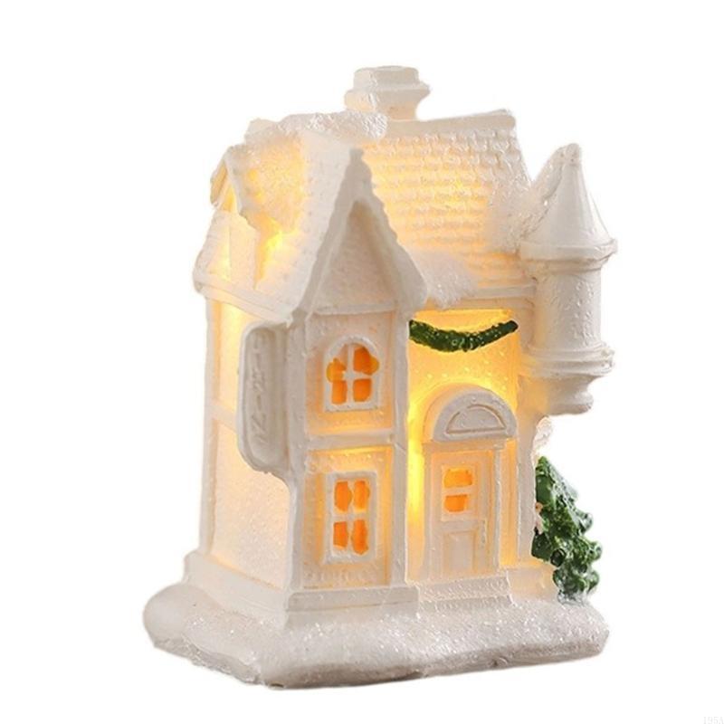 Miniature Resin Houses Chritmas  Light  Up  Building Figurine For Kids Holiday Gift  Seasonal Party Decoration