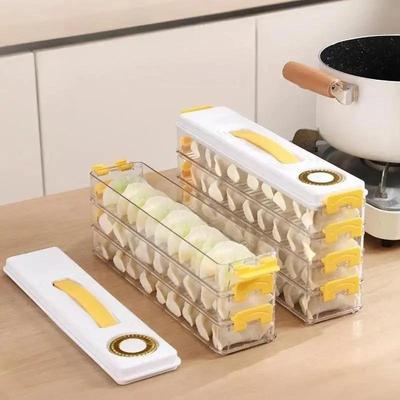 Boîte de Rangement Fraîcheur pour Raviolis Gain de Place Support à Raviolis Multicouche Étui Antiadhésif avec Enregistrement de la Date Pour Petit Réfrigérateur