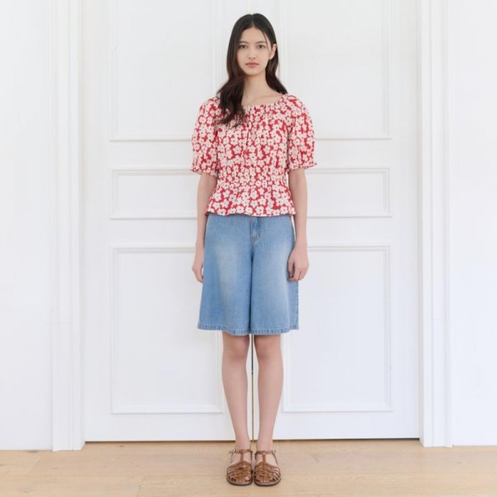 Thursday Island Women Shirring Point Flower Blouse T264mbl277w Red (RD)/S
