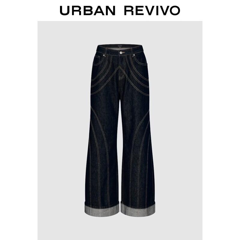 Women s Rolled Hem Wide-Leg Denim Jeans 25 синий