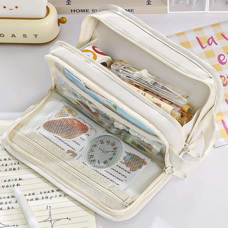 Double Layered Pain Pack Storage Bag with Five Layers for Classified Storage Large Capacity Student Pencil Case