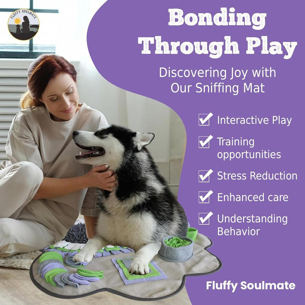 Paw Shaped Snuffle Mat 29"x29" for Small, Medium, Big Size Dogs, Cats; Interactive Slow Feeding Sniffing Mat for Mental Stimulation, Puzzle Toy for