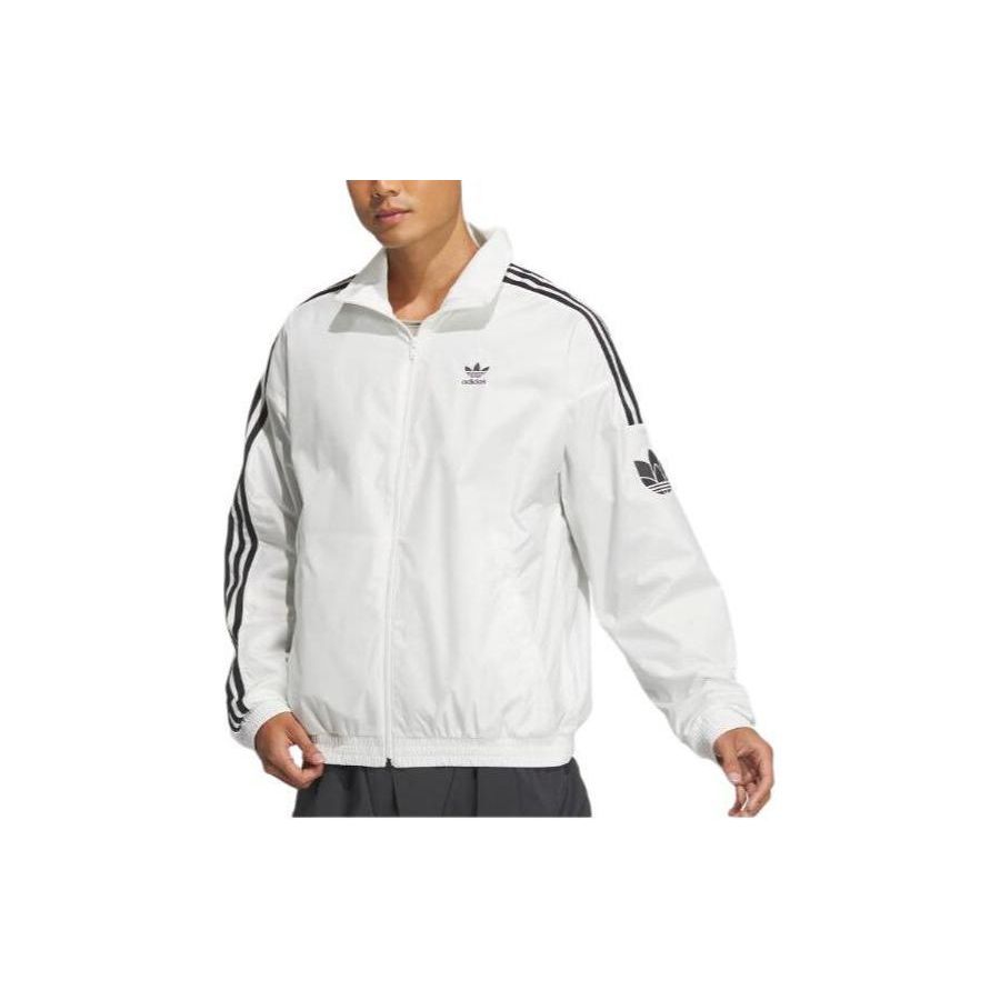 Adidas Color Block Retro Sports Jacket With Stand Collar Unisex Jacket Bright-White JI7535