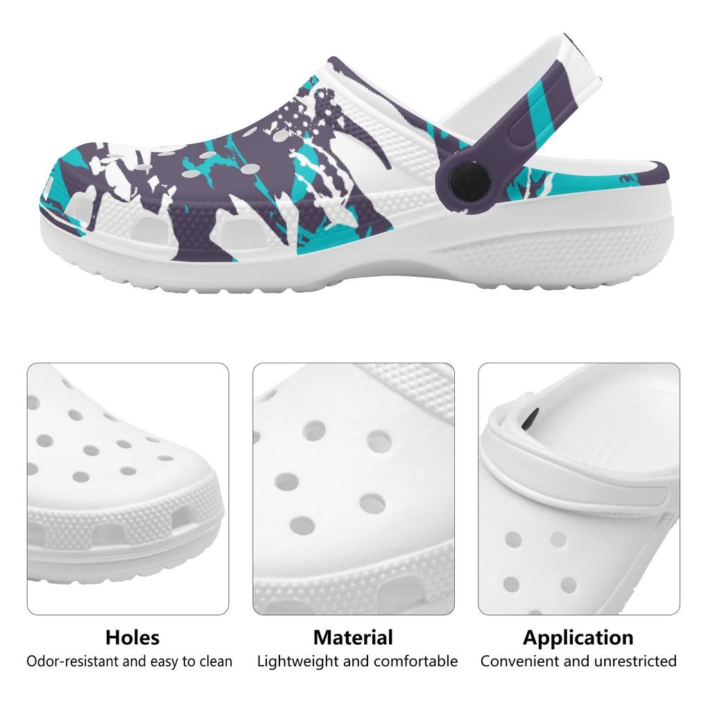 Breathable EVA Garden Clogs Unisex Printed Lightweight Slip On Shoes for Home Beach Pool Bathroom Summer Sandals Travel Shoes