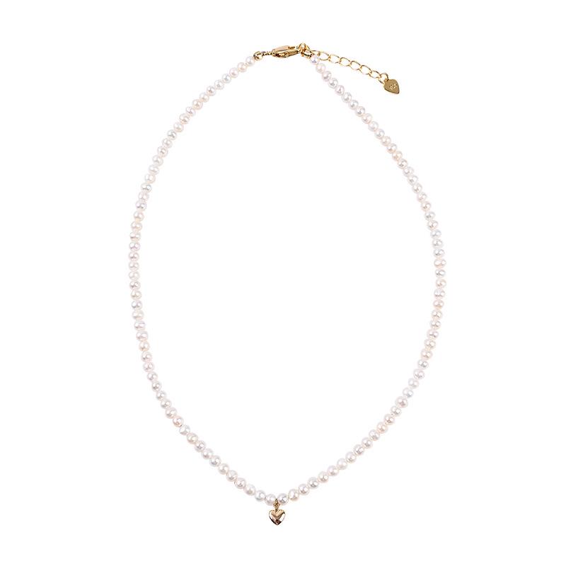 Mini-Choker-Halskette aus natürlichen Süßwasserperlen - 3-4 mm Reisperlen, Damen-Schlüsselbeinkette