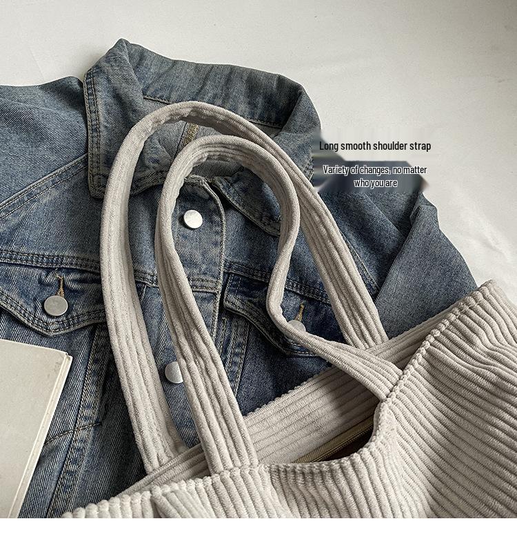 Korean Style Large Corduroy Tote Bag - Versatile Casual Student & Commute Shoulder Bag