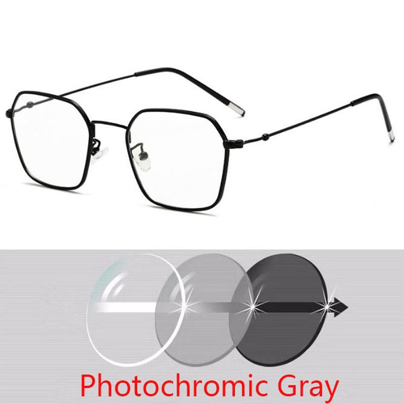 Literary Retro Square Glasses Frame Thin Metal Glasses Men Women Myopia UV Protection Diopter -0.5 -1.0 -1.5 -2.0 To -6.0