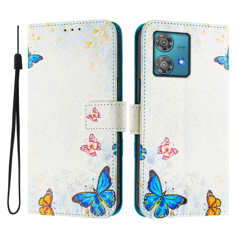 Luxus Flip Lederhülle Für Motorola Edge 40 Pro 5G Klapphülle auf Für Moto Edge40 Neo Fusion Brieftaschentaschen Blumenhüllen Schale