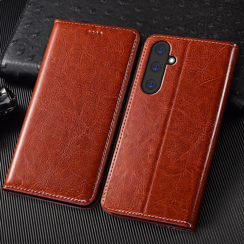 Custodia a Flip in Vera Pelle Crazy Horse per Samsung Galaxy M55 M53 M52 M51 M33 M32 M31 M31s M30 M23 M22 M21 Copri Custodie per Telefono