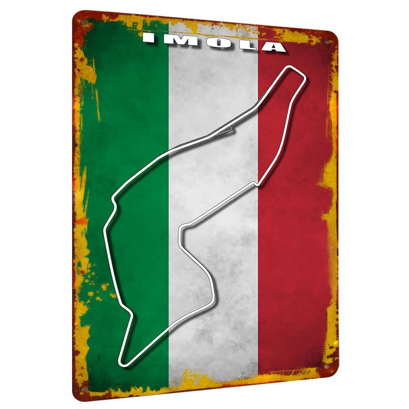 IMOLA Circuit Italy Flag Metal Tin Sign Racing Decor Wall Art Home Decoration 20x30cm(7.8x11.8inch)