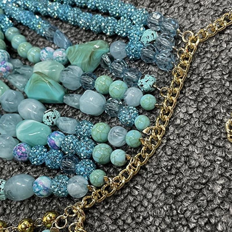 Sleeveless Acrylic Beaded Fringe Tassels Top Summer Casual Party Outfit Music Festival Body Chain Camisole for Women