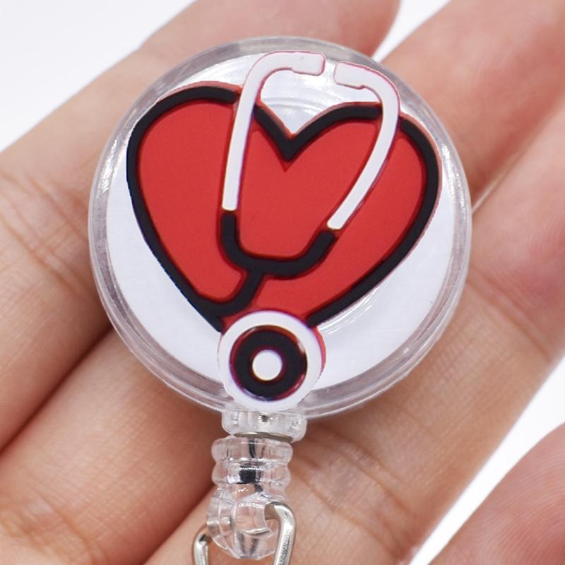 1PCS Hospital Retractable Badge Reel with Belt Clip Cute Nurse Doctor Name Tag Card Holder Accessories Office Supply Clip