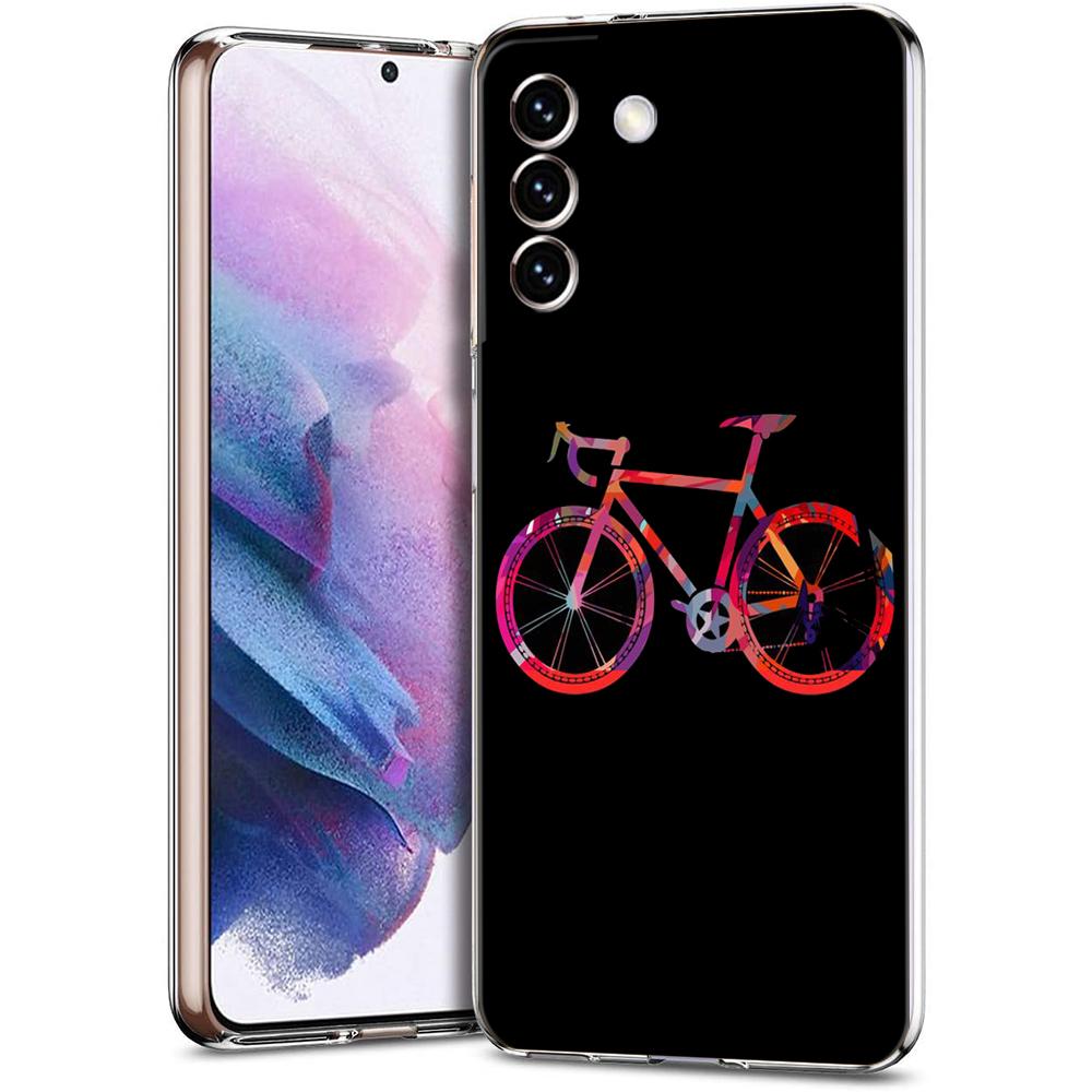 Phone Case For Samsung Galaxy S24 Ultra S23 FE S22 S20 S21 5G S10 S9 Plus S10E S8 Silicone Clear Mountain Bike Cycling Art Cover