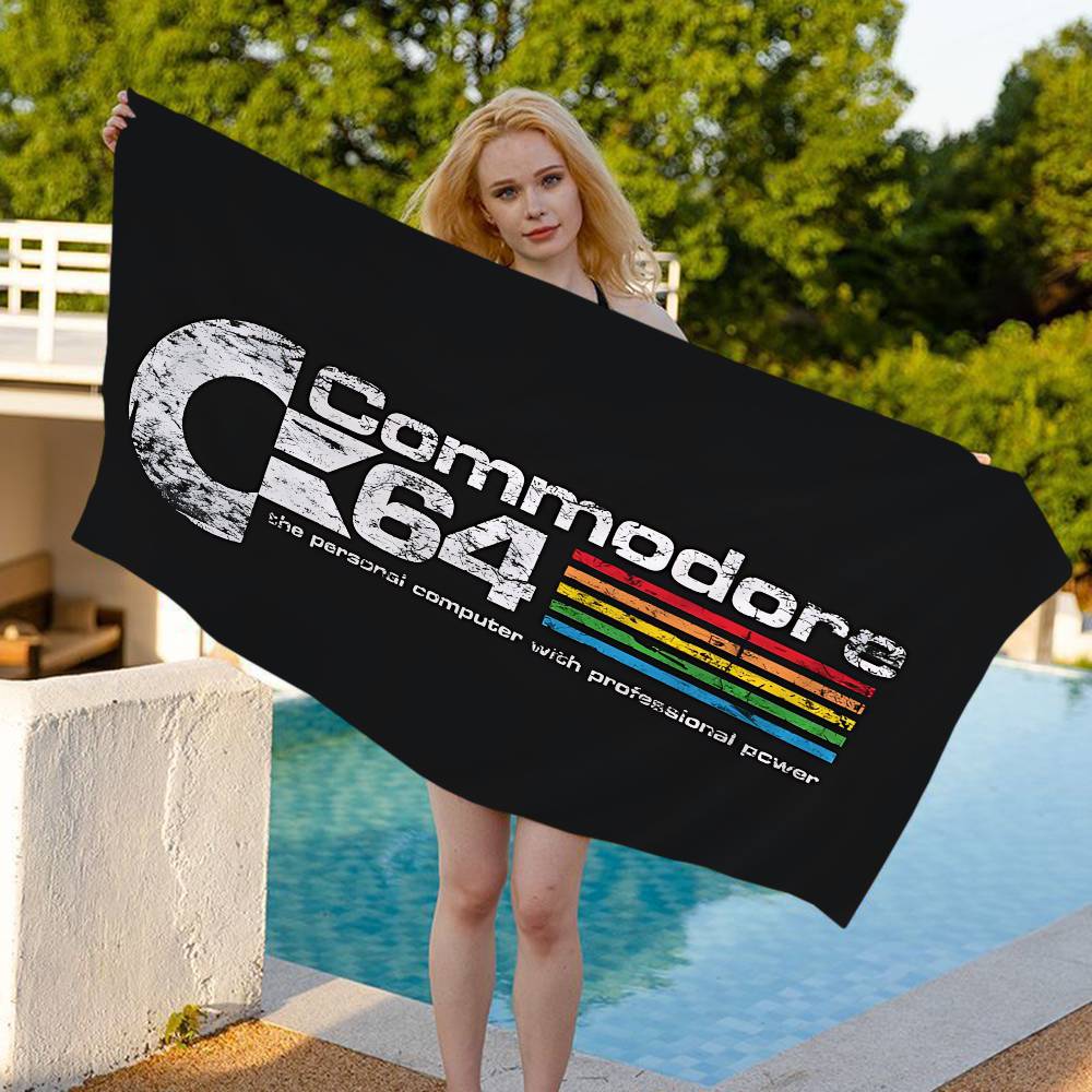 C-Commodore 64 Logo Beach Towel Colorful Bath Towels For Girl Microfiber Quick Dry Custom Sand Free Beach Yoga Spa Gym Pool