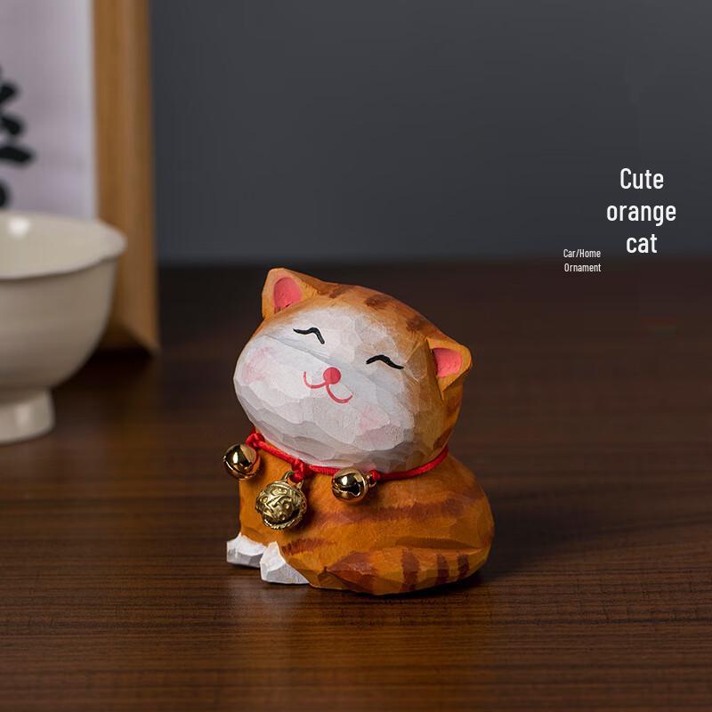 Handmade Wooden Lucky Cat Car Ornament