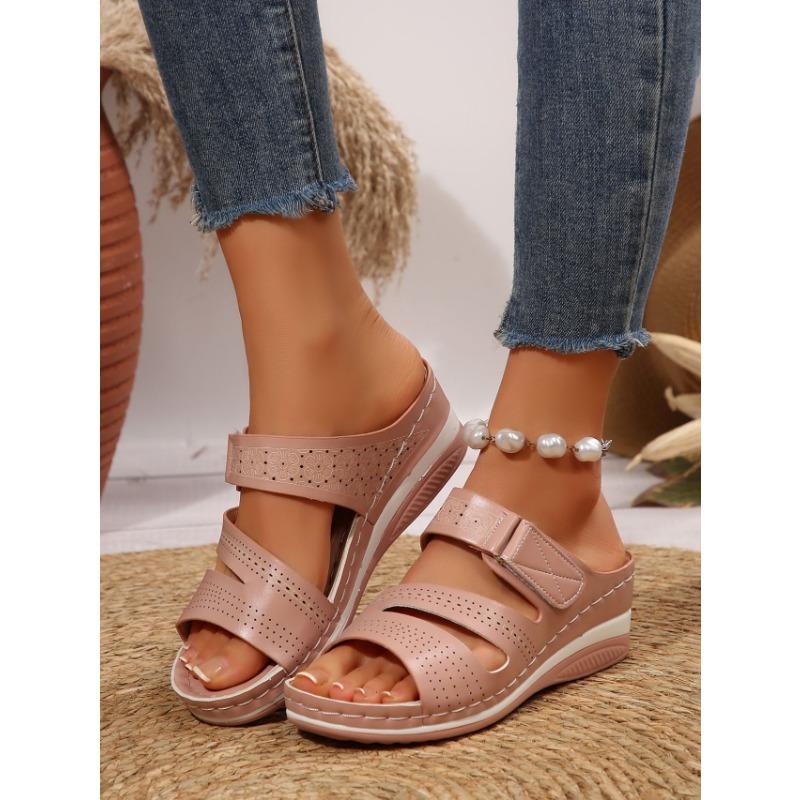 Women's shoes new women's wedge heels slippers one word with snug wedge heels slippers
