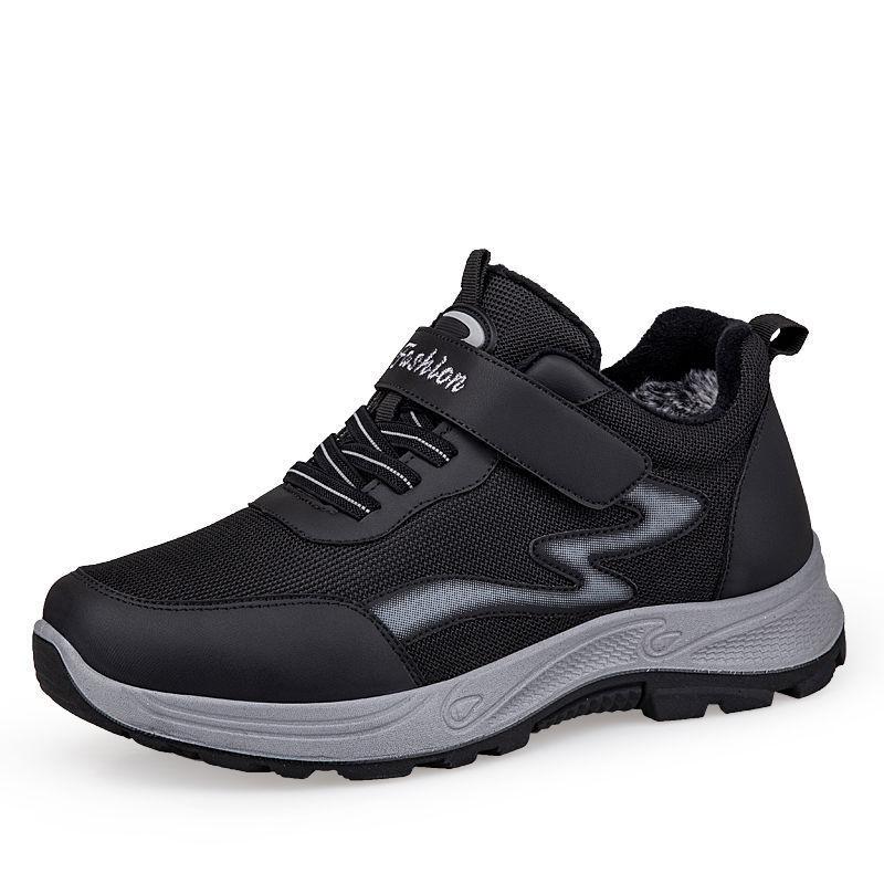 Winter Velcro cotton shoes velvet non-slip warm shoes medium walking shoes outdoor cold resistance warm