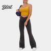 Women Casual Style Trousers High Waist Denim Pants Slightly Slim Fit Elegant Flared Jeans Pockets Cross Waistband Streetwear Comfortable