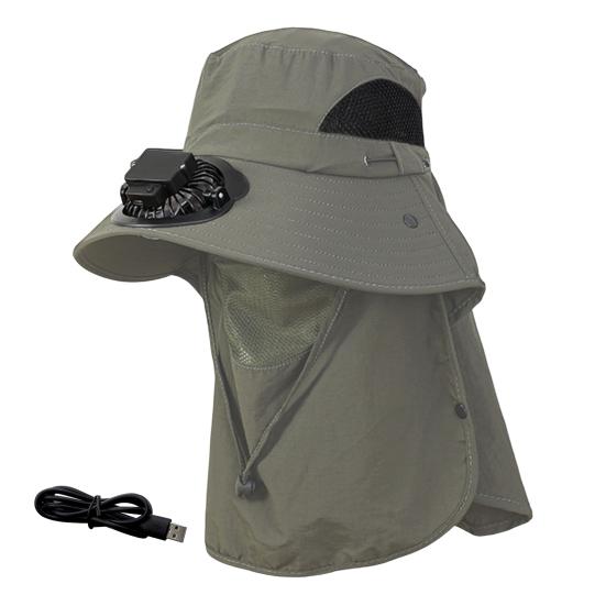 Solar Fan Hat Outdoor Wide Brim Sun Hat with Solar Powered Fan Summer UV Protection Bucket Hat with Face Guard for Golf Hiking Fishing